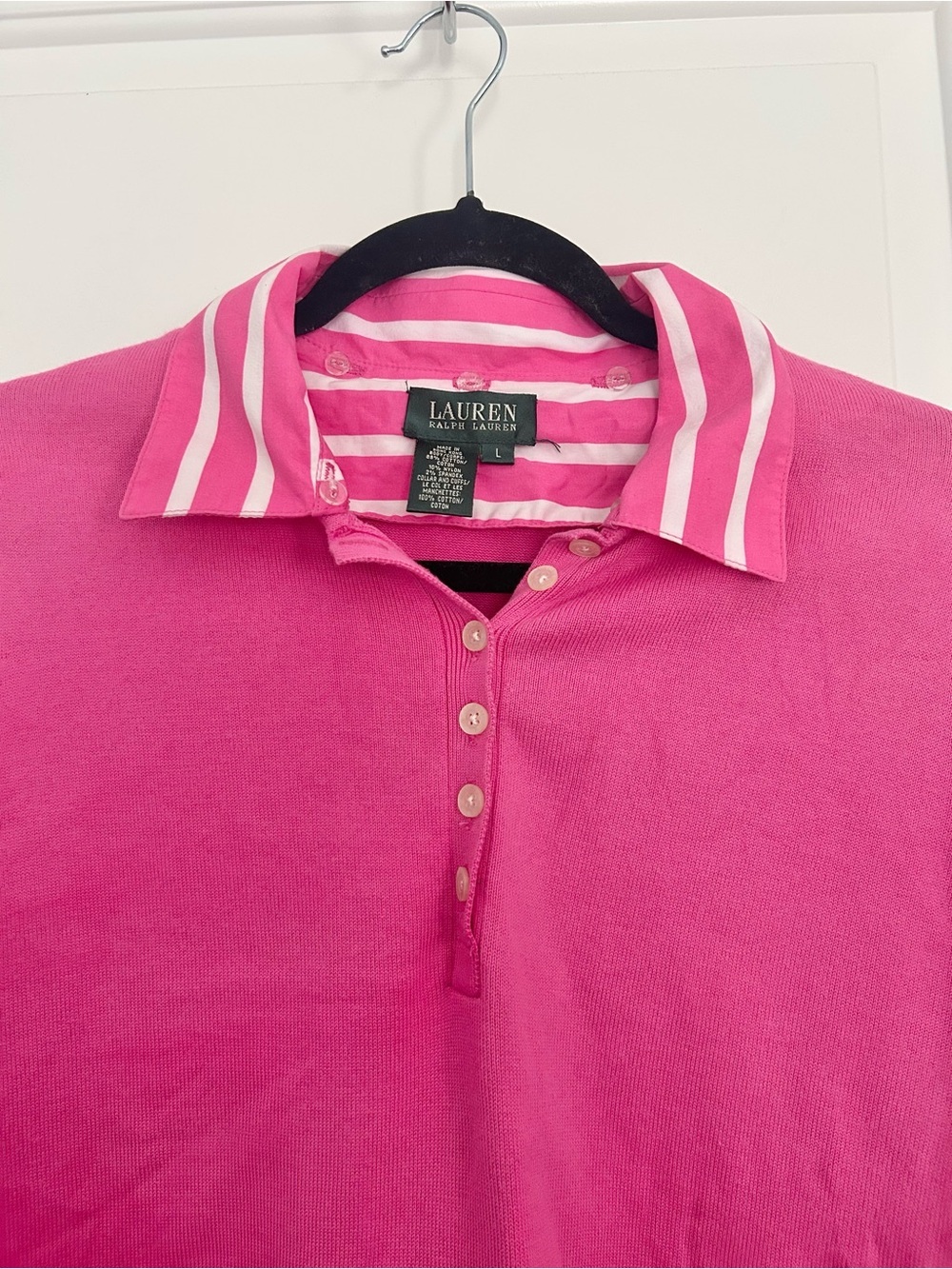Vintage Lauren Ralph Lauren Pink Polo Henley Top - Picture 3 of 4
